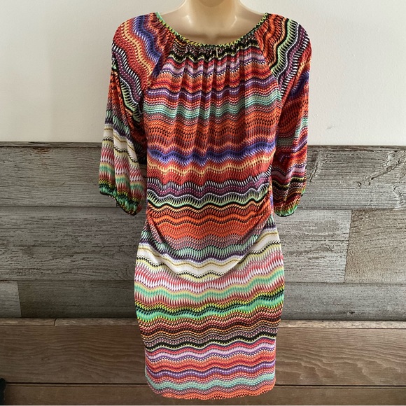 Tbags Los Angeles colorful print dress size small - Picture 4 of 7